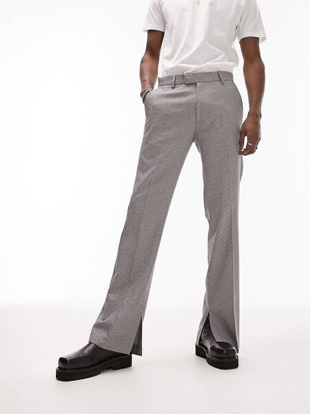 Topman straight flare textured trouser in black & white