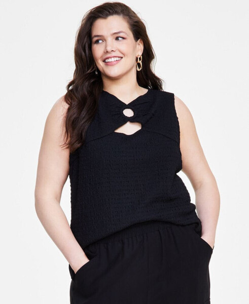 Plus Size Textured O-Ring Top, Created for Macy's