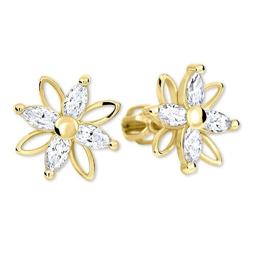 Flower earrings with crystals 239 001 00920