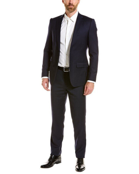 Zanetti Porto Wool-Blend Suit With Flat Front Pant Men's Blue 44R