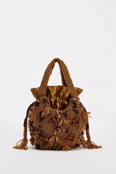 BEADED MINI BUCKET BAG