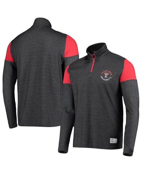 Men's Heathered Charcoal Texas Tech Red Raiders Gameday Tri-Blend Quarter-Zip Jacket