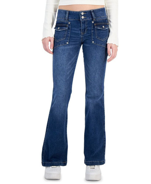 Juniors' Two-Button Low-Rise Flare-Leg Jeans