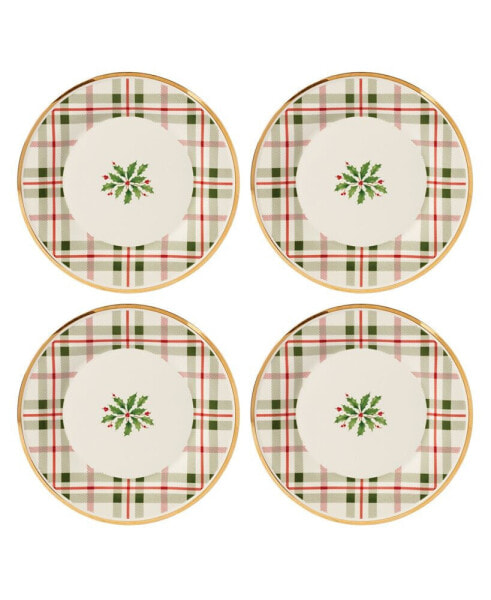 Holiday Plaid Porcelain Accent Plates, Set Of 4