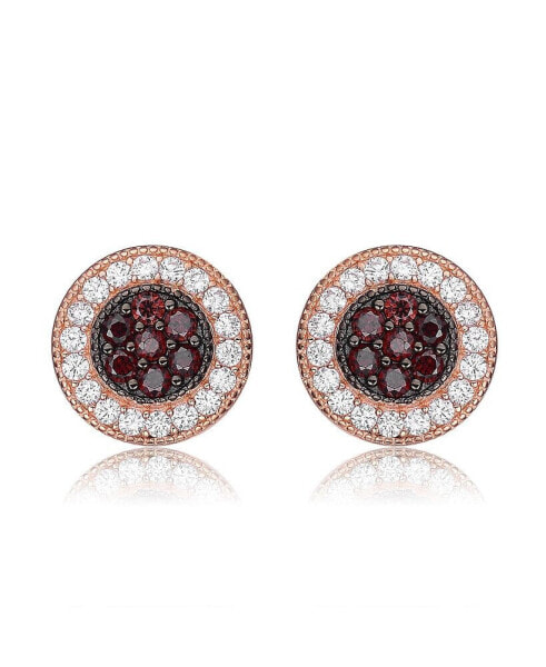 Sterling Silver 18K Rose Gold Plated Cubic Zirconia Paved Roaring Studs Earring