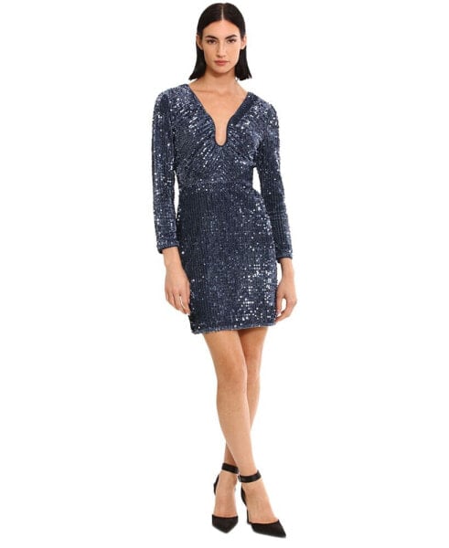 Women's Sequined Velvet Mini Dress