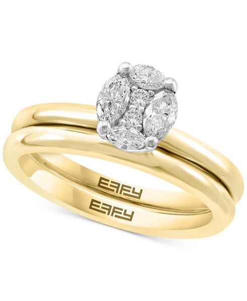 EFFY® Diamond Oval Cluster Bridal Set (1/2 ct. t.w.) in 14k White Gold or 14k Gold & White Gold