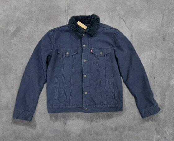 Levis Sherpa Jacket Denim Trucker Jackets Black Blue