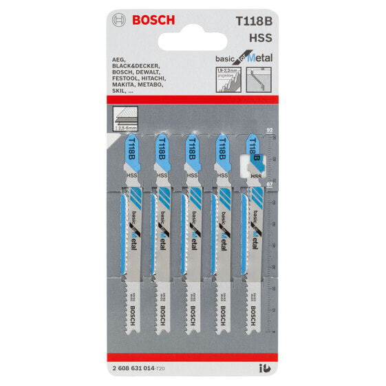 Bosch Stichsägeblatt T 118 B, Basic for Metal, 5er-Pack