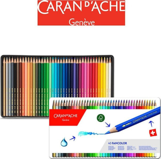 Caran d`Arche Kredki Fancolor, metalowe pudełko, 40 szt.