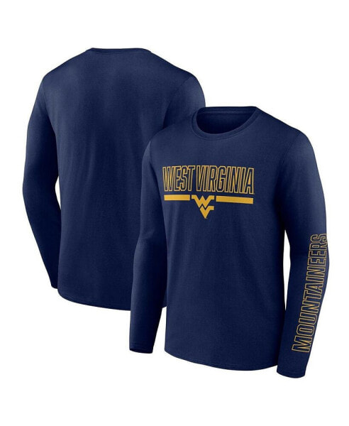 Men's Navy West Virginia Mountaineers Big and Tall Two-Hit Graphic Long Sleeve T-shirt