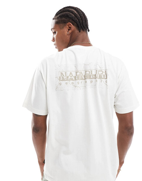 Napapijri Albula backprint logo t-shirt in off white