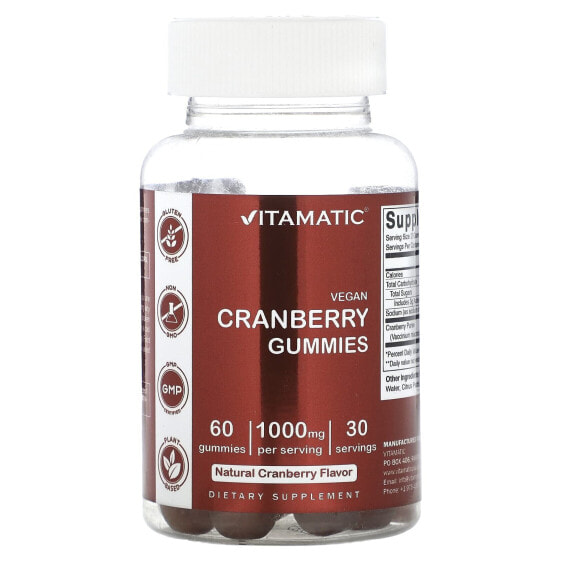 Cranberry + Probiotic Gummies, Natural Cranberry, 25,000 mg, 60 Gummies (12,500 mg per Gummy)