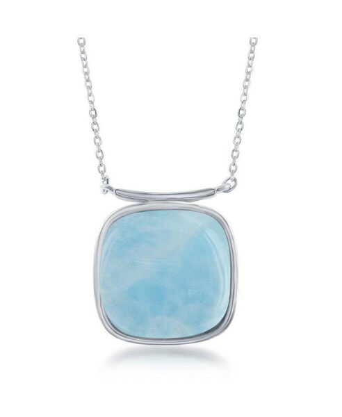 Sterling Silver Square Shape Larimar Necklace