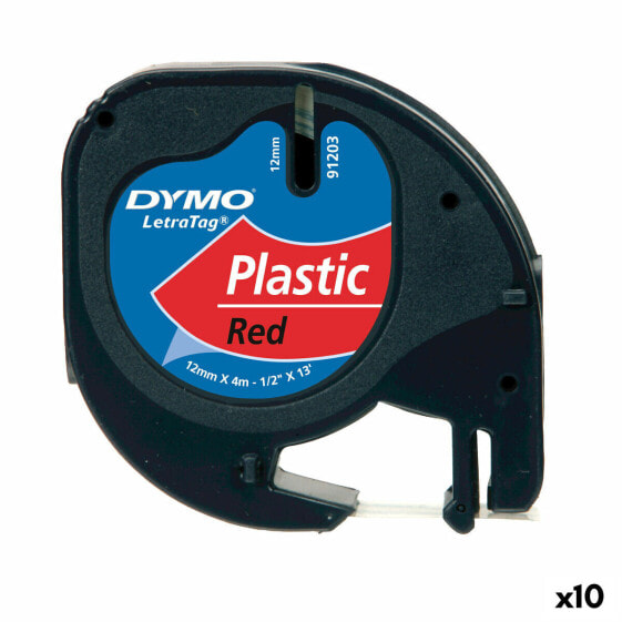Ламинированная лента для маркировочных машин DYMO 91203 12 мм LetraTag® Чёрный Красный (10 штук)