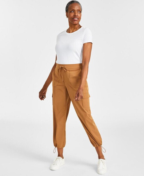 Petite Solid Drawcord-Hem Utility Pants, Created for Macy's