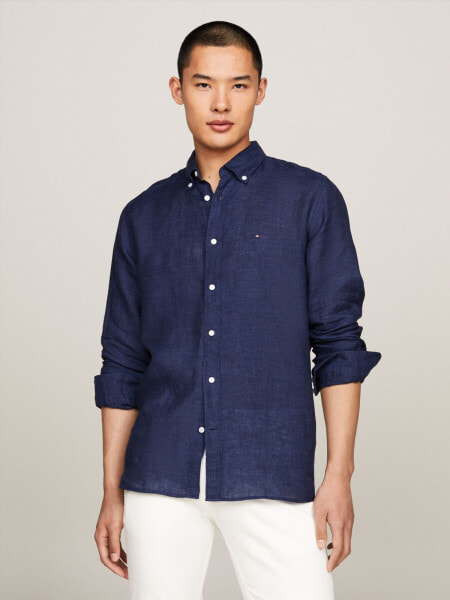 Regular Fit Pigment-Dyed Linen Shirt