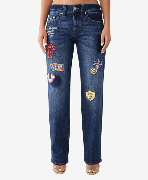 Джинсы женские True Religion модель Ricki Straight с заплатками