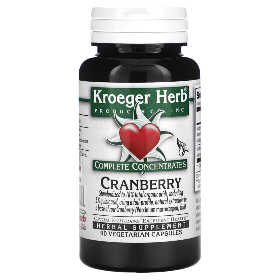 Витамины Complete Concentrates, Cranberry, 90 вегетарианских капсул (Здоровье мочеполовой системы) от Kroeger Herb Co