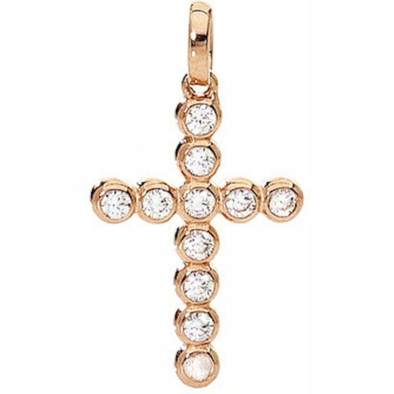 Женские цепочки Amen CROCE PICCOLA ARGENTO IP ORO ROSA E ZIRCONI