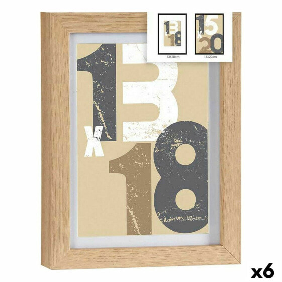 Photo frame 18 x 23 x 2,5 cm Natural Glass MDF Wood (6 Units)