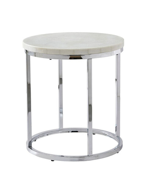 Steve Silver Echo 22" Round Marble and Chrome End Table