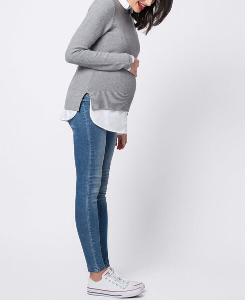 Women's Mock Shirt Cotton Mix Maternity and Nursing Sweater