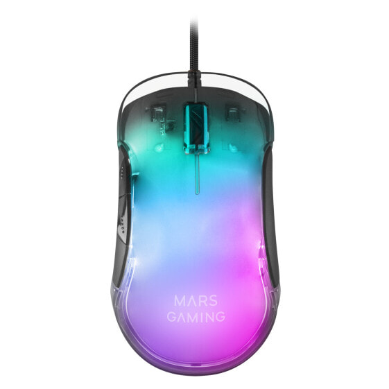 Mars Gaming MMGLOW Gaming Mouse RGB Chroma-Glow Mirror Finish 12800 DPI Black - Right-hand - USB Type-A - 12800 DPI - Black