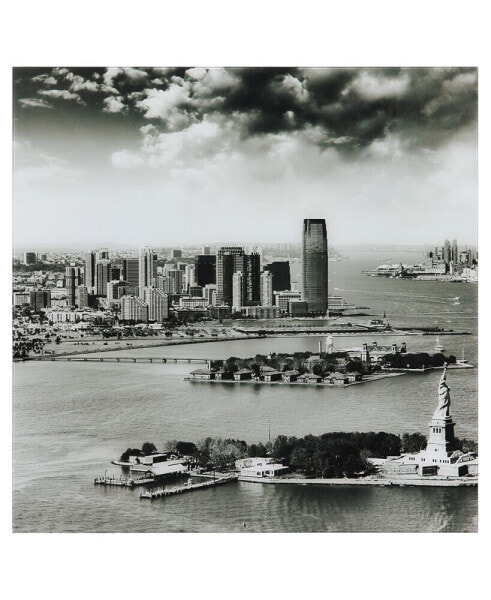 New York Skyline A Frameless Free Floating Tempered Glass Panel Graphic Wall Art, 36" x 36" x 0.2"