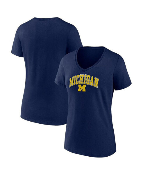 Women's Navy Michigan Wolverines Evergreen Campus V-Neck T-shirt