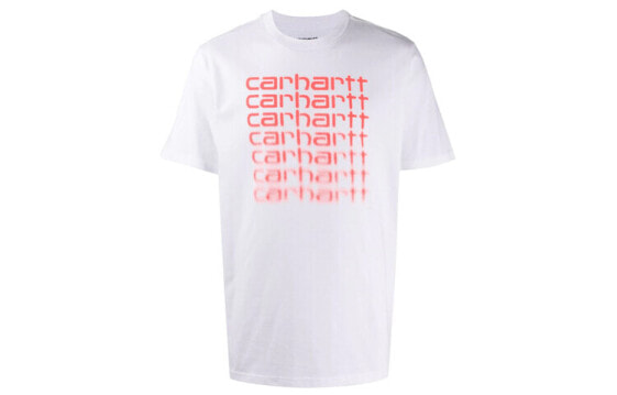 Carhartt WIP 渐变字母Logo图案印花短袖T恤 男款 白橙色 送礼推荐 / Футболка Carhartt WIP LogoT CHXTEA201019E