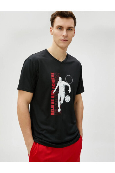 Футболка Koton Basketball Print VNeck Short Sleeve