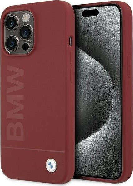 BMW BMW BMHMP15XSLBLRE iPhone 15 Pro Max 6.7" czerwony/red hardcase Silicone Big Logo MagSafe