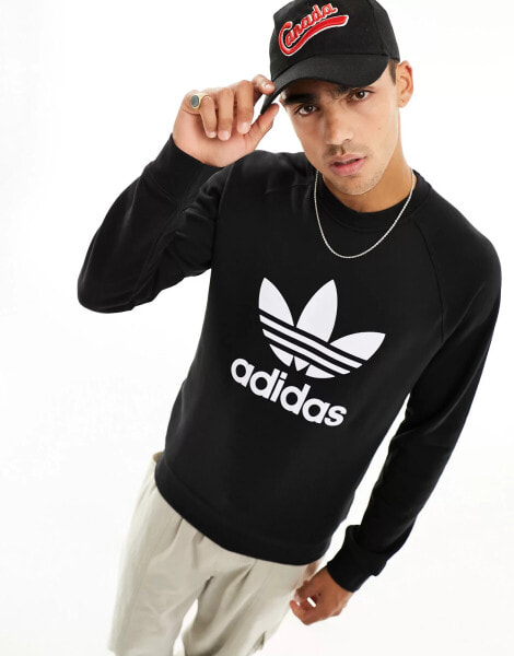 adidas Originals trefoil sweat with large center logo in black