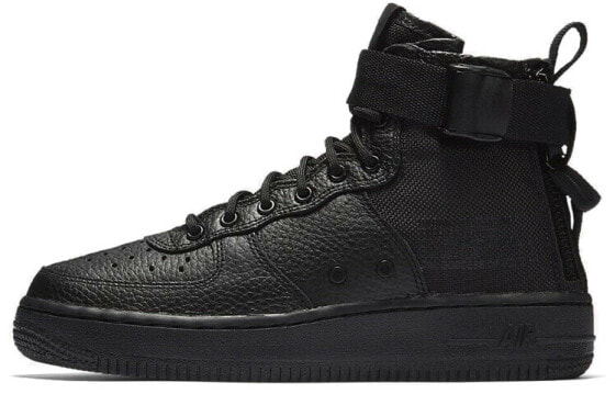 Кроссовки Nike Air Force 1 Mid Triple Black GS AJ0424-003