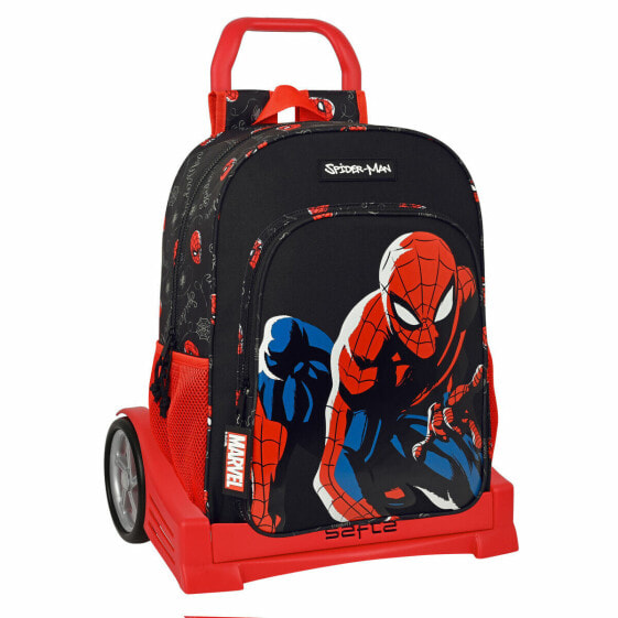 Детский рюкзак с колесиками Safta Чёрный Spiderman Красный 33 x 14 x 42 cm