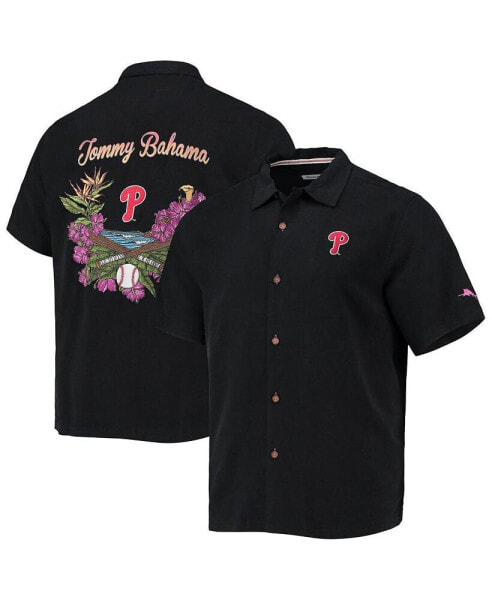 Рубашка Tommy Bahama мужская Черная Philadelphia Phillies Baseball Bay.DataGridViewColumnButton-Up