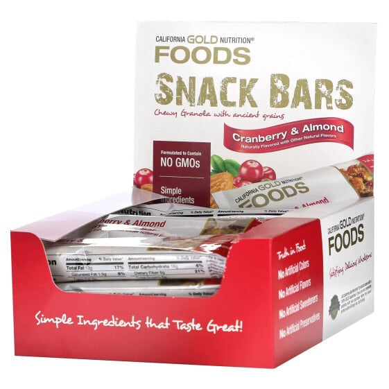 Foods, Cranberry & Almond Chewy Granola Bars, 12 Bars, 1.4 oz (40 g) Each