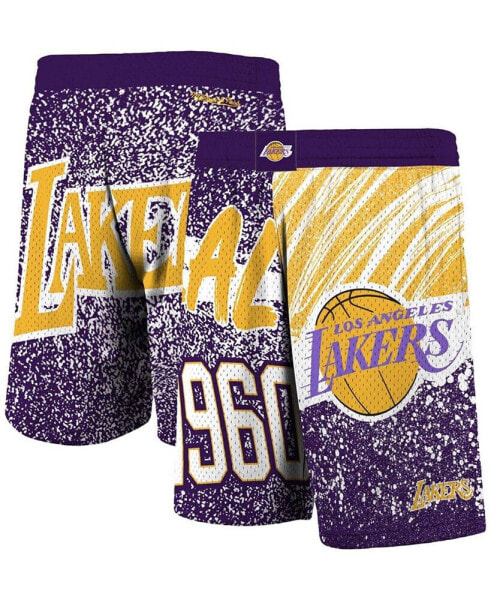 Men's Purple Los Angeles Lakers Hardwood Classics Jumbotron Sublimated Shorts