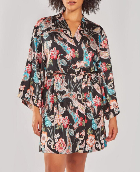 Plus Size Silky Soft Short Printed Robe