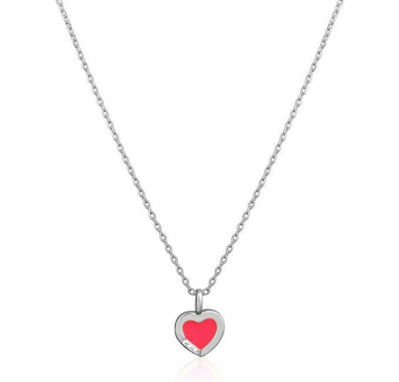 Romantic silver necklace Heart SVLN0628SH2RO38 (chain, pendant)