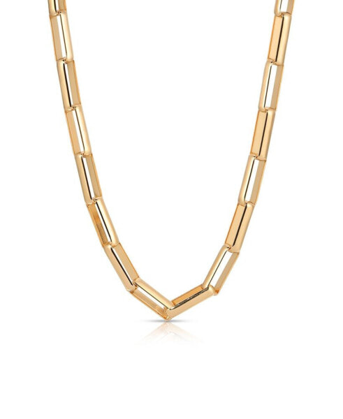 18k Gold Plated Rectangular Link Necklace