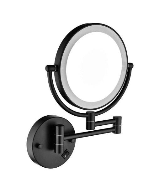 8 Inch LED Wall Mount Two-Sided Magnifying Makeup Vanity Mirror 12 Inch Extension 1X/3X