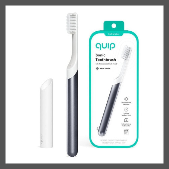 Электрическая зубная щетка Quip Metal Electric Toothbrush Starter Kit - 2-Minute Timer + Travel Case - Slate