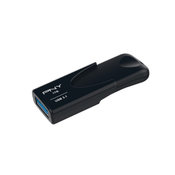 PNY Attaché 4, 1000 GB, USB Type-A, 3.2 Gen 1 (3.1 Gen 1), 80 MB/s, Slide, Black