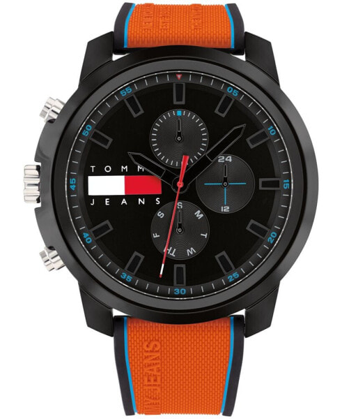 Часы и аксессуары Tommy Hilfiger мужские многофункциональные оранжевые силиконовые наручные часы 50 мм