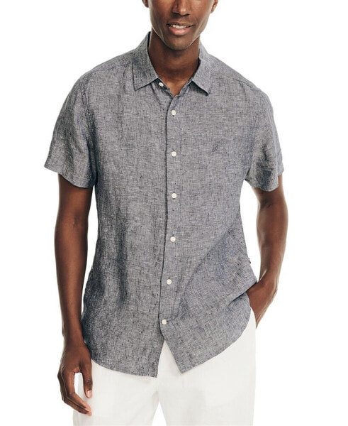 Men's Classic-Fit Solid Linen Short-Sleeve Shirt