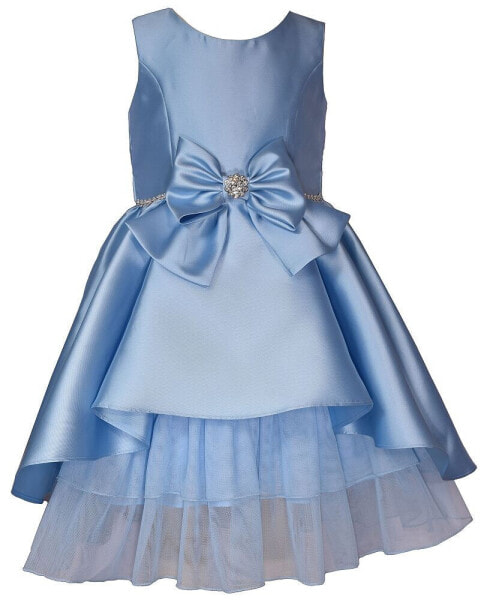 Toddler Girls Sleeveless High Low Princess Seam Mikado Dress