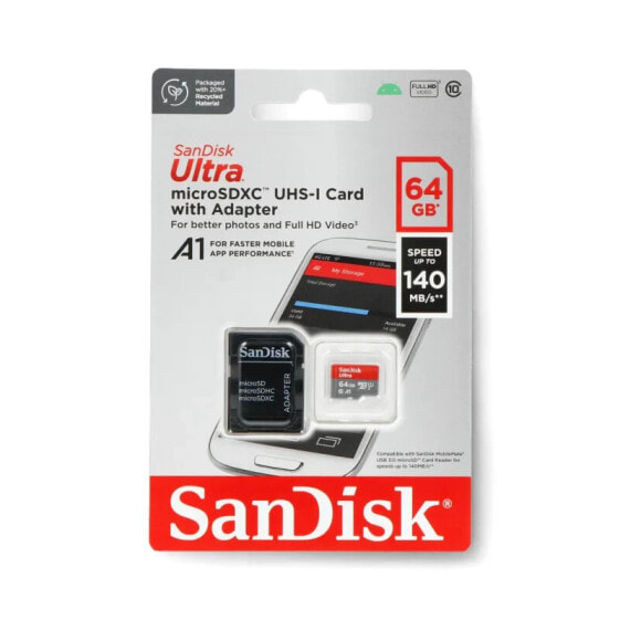 Memory card SanDisk Ultra microSD 64GB 140MB / s UHS-I class 10, A1 with adapter