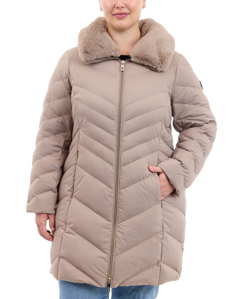 Plus Size Faux-Fur-Collar Packable Puffer Coat, Created for Macy's